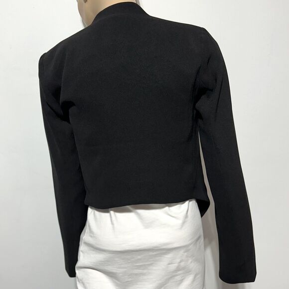 Elevenses Anthropologie Dimmet Drape Topper Jacket Lace Trim Black Blazer S NWT - Picture 6 of 11